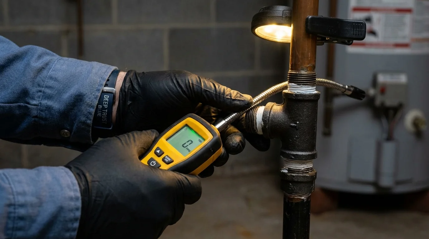 Gas leak detection with electronic sniffer by Johns Plumbing LLC in Headland