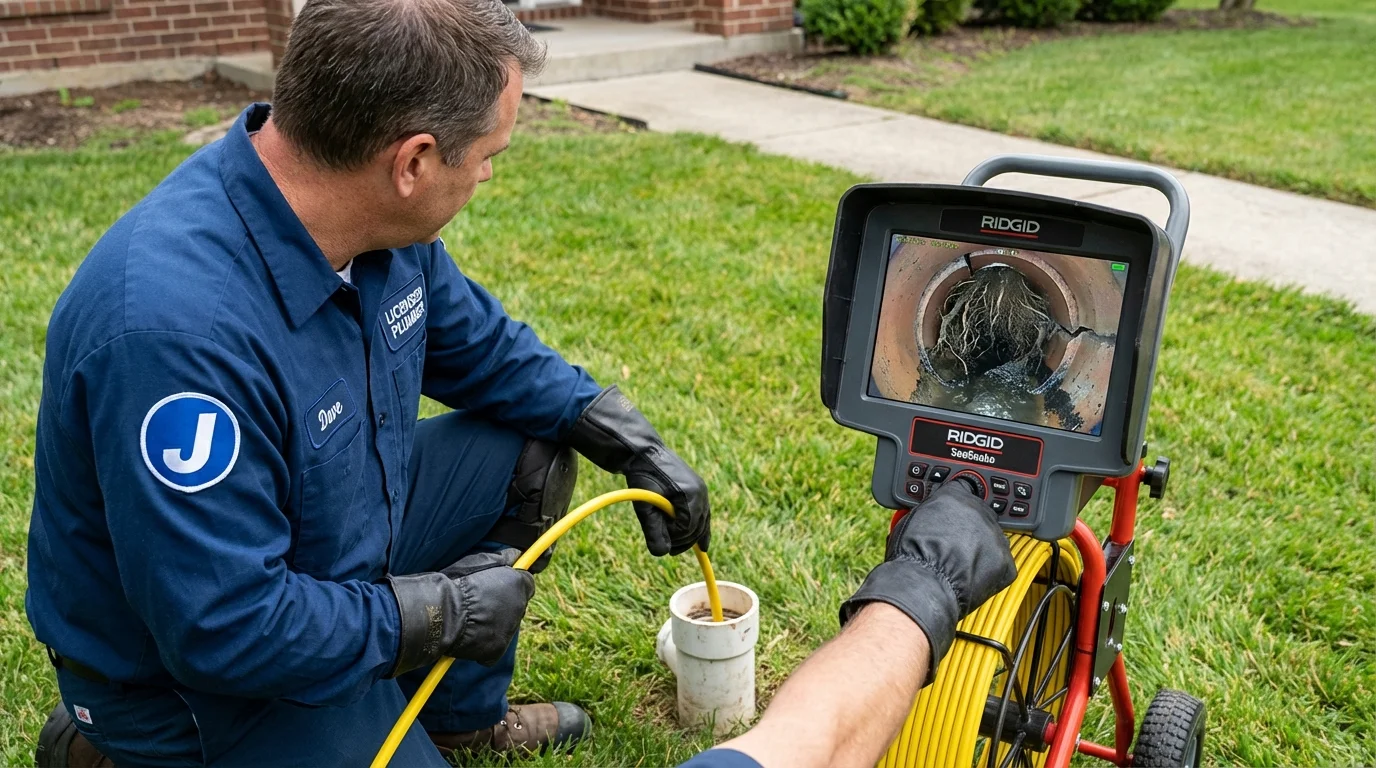 Sewer camera inspection being performed by Johns Plumbing LLC in Headland