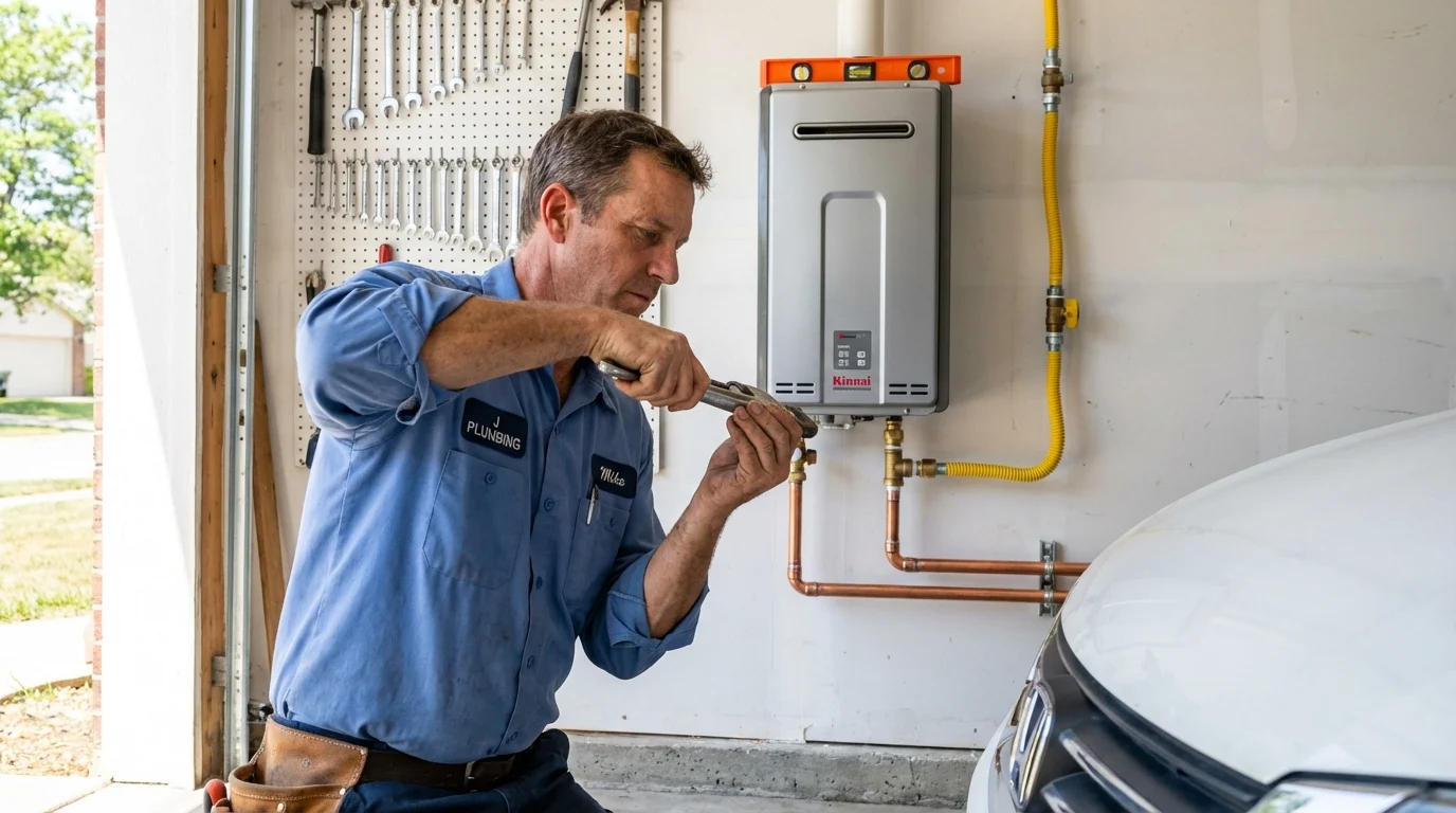 Tankless water heater installation by a Johns Plumbing LLC plumber in Headland